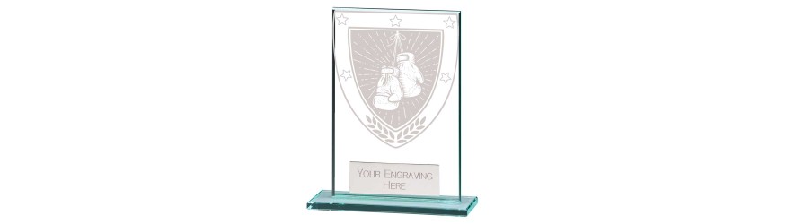 MILLENIUM BOXING GLASS TROPHY - 6 SIZES - 8CM - 18CM